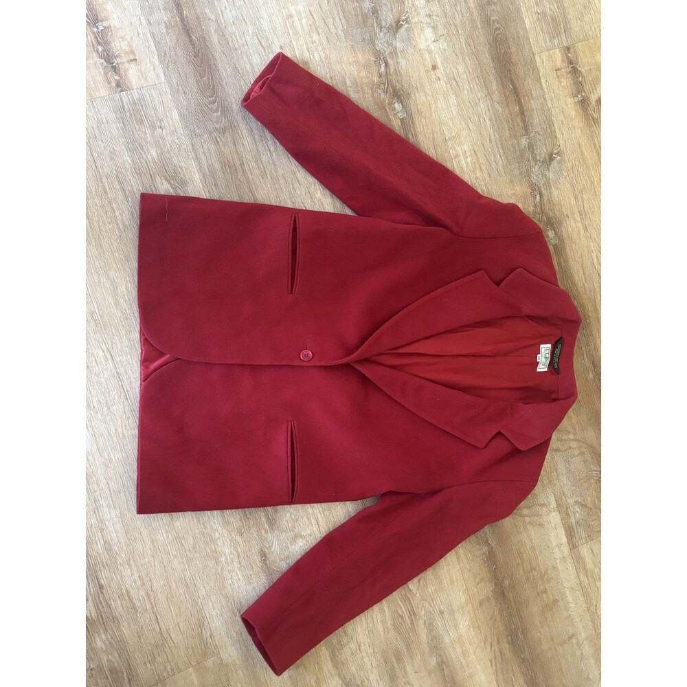 L.L.Bean Women's Red Wool Lined Button Blazer Jacket 8R Made in USA